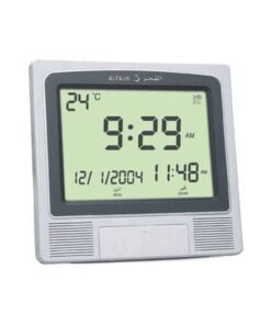 Al Fajr Digital Wall And Table Azan Clock For Prayer With Large LCD Display Grey 21 x 22 x 2.5cm