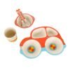 TD HOME 5 Piece Bright Colors and Lovely Animal Shape Car Shaped Dinnerware Set