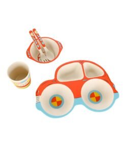 TD HOME 5 Piece Bright Colors and Lovely Animal Shape Car Shaped Dinnerware Set