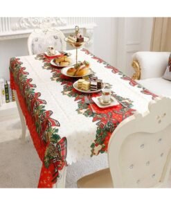 POLLEN LIFE Cloth Table Cloth Cream/Red/Dark Green 180x150cm