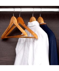 Royalford 4-Piece Rotating Wooden Hanger For Clothes Coat Garment Suit Hangers Set Brown/Silver 45x5x23cm