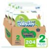 BabyJoy Baby Diapers, Size 2, 3.5 - 7 Kg, 204 Count (68 x 3) - Small