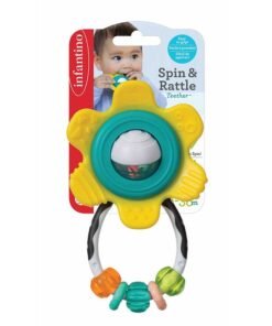 infantino Spin And Rattle Realistic Look Soothing Baby Teether BPA Free, Multicolour - IN216314