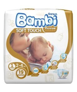 Sanita Bambi Baby Diapers, Size 1, 2 - 4 Kg, 19 Count Soft Touch Premium Newborn, Regular Pack, Thinner And More Absorbent