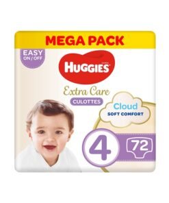 HUGGIES Extra Care Baby Pants Diapers, Size 4, 9 - 14 Kg, 72 Count (36 x 2) - Mega Pack, Cloud Soft Comfort, Dry Touch Layer