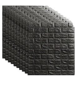 Cool Baby 10-Piece 3D Brick Pattern Decorative Wallpaper Set Black 70 x 70cm