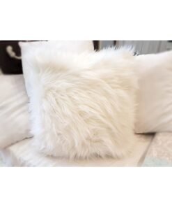 homes r us Artificial Fur Cushion Cover White 40 x 40cm