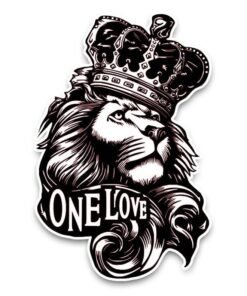 5-Piece Yjzt One Love Lion Crown Pvc Animal Car Sticker