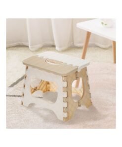 Portable Plastic Folding  Stool Beige/White