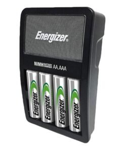 Energizer Rechargeable AA and AAA Battery Charger With 4 AA NiMH Rechargeable Batteries Silver/Black/Green