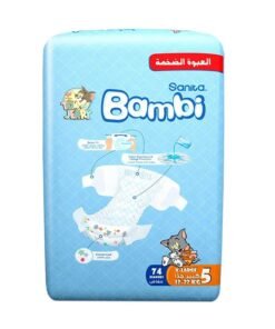 Sanita Bambi Baby Diapers, Size 5, 12 - 22 Kg, 74 Count - X Large, Mega Pack, Now Thinner And More Absorbent
