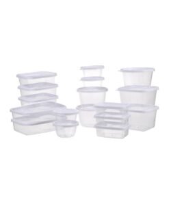 Amal 17 Piece Plastic Food Container Set - Spill Proof Lids - Food Storage Box - Storage Boxes - Kitchen Cabinet Organizers - White White 17-Piece