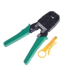 RJ45 CAT5 Network LAN Cable Crimper Plier With Stripping And Punch Down Tool Green/Black/Yellow 195x70mm