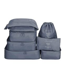 7-Piece Travel Luggage Oraganizer Set Grey