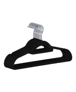 SAPU 10-Piece Cloth Hanger Set Black/Silver 45x23.5cm