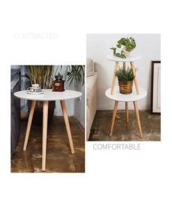 Alternative view of Mini Round Coffee Table White/Brown
