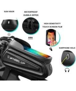 Alternative view of wheel up Waterproof Pouch Bike Bag Bicycle Bag Front Handlebar Frame, Touch Screen Mobile Phone Mount Holder Basket with Storage up to 7"