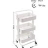 ALMUFARREJ 3-Tier Multipurpose Rolling Shelves Metal Cart Organizer White 85x45x35cm