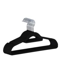 SAPU 10-Piece Flocking Hanger Set Black 45x24.5x0.5cm