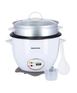 KRYPTON 1.8L Rice Cooker with Steamer, 700W | Non-Stick Inner Pot, Cook/Steam/Warm Functions, Easy to Clean, Includes Measuring Cup & Spatula 1.8 L 700 W KNRC5283 White/Grey/Black