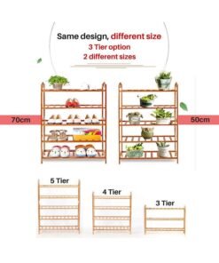 Alternative view of Roman Gifts 3-Tier Shoe Rack Organizer Natural Bamboo 12 Pair Of Shoe Natural Bamboo 67x49x23.5cm
