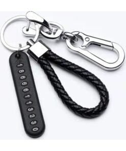 Anti-lost Car Keychain with Phone Number Card Keyring Phone Number Plate Key Ring Auto Vehicle Key Chain Accessories
