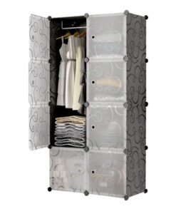 Modular Detachable Closet Black/White 75x47x147cm