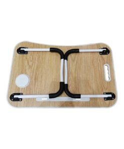 Foldable Laptop Table With Cup Holder Beige Beige 60 x 40cm
