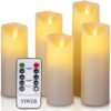 XiuWoo 5-Piece LED Real Wax Battery Flameless Candle Set White