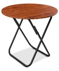 Round Foldable Wooden Table brown 60cm