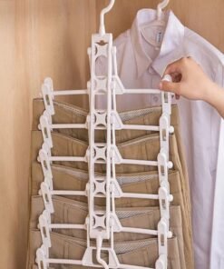 fashionhome Multi Functional 180 Degree Drying Pants Rack Clothes Plastic Hanger With Anti-Slip Clip Silver 34.5x34x27cm