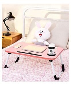 Portable Folding Laptop Table With iPad And Cup Holder Pink 28x60x40cm - Image 4
