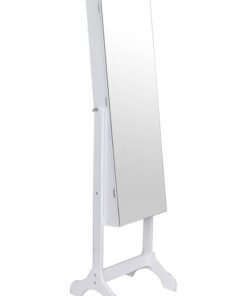 Roman Gifts Free Standing Lockable Mirror Cabinet White 48x40x163cm