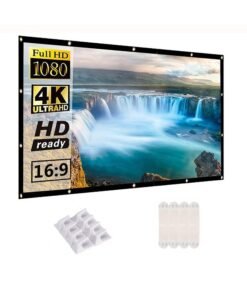 Wownect 100 Inch Projector Screen 16:9 Foldable 4K Full HD Projection Screen Anti-Crease Portable Projector Movies Screen for Indoor And Outdoor Support Double Sided Projection UNV-WO-SCR-03 White