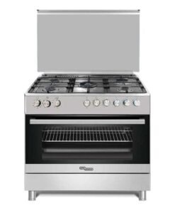 SUPER GENERAL 5 Burner Gas Cooker Full-Safety Thermostat Double-Rotisserie Automatic Ignition 90x60cm SGC9603FSHG silver