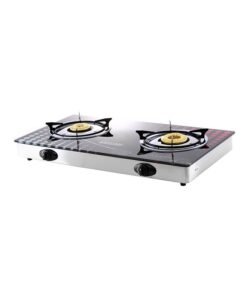 KRYPTON 2 Burner Tempered Glass Gas Stove KNGC6348 Black/Silver