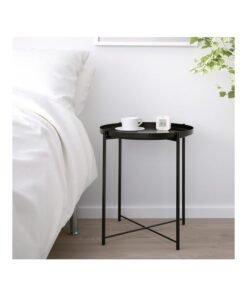 Eworld Round Coffee Serving Tray Table Black