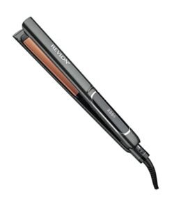 Revlon Salon Copper Smooth Styler Straightener, Auto Shut Off, Auto dual voltage, 30 LCD heat settings, 10s fast heat setup. Colour fade control. Black 125mm