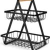 East Lady 2-Tier Fruit Basket Storage Rack Black 10.6 x 6.7 x 11.4inch