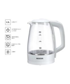 KRYPTON Electric Glass Kettle,360-Degree Rotational Base 1.7 L 2200 W KNK5276 Clear