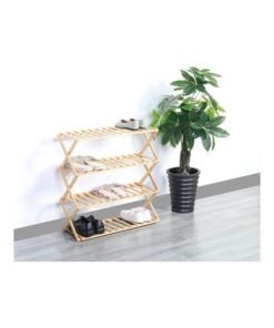 Home Pro 4-Tier Multipurpose Bamboo Shoe Rack Wooden 66x25x68cm