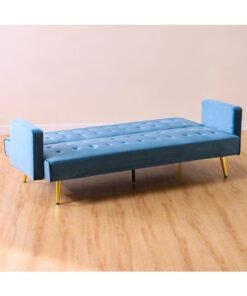 DANUBE HOME Claude 3 Seat Fabric Sleeping Sofabed Metal Leg Three Seater Convertible Sofa Cum Bed Ocean Blue 191x81x75.5cm - Image 3
