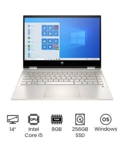 HP Pavilion 14-DW1010WM X 360 Convertible Laptop With 14 Inch Full HD Display, 11th Gen Core i5-1135G7 Processor/8GB RAM/256GB SSD/Intel Iris XE Graphics/ English Silver