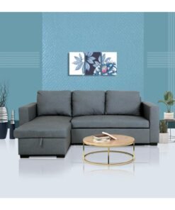 Home Style Cannes L Shape Corner Sofa 3 Seaters Grey/Black 146x73x38cm