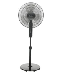 Midea Pedestal Stand Fan with SQD Motor, 16 inch, 3D Oscillation Directions, 3 Speed Levels & Adjustable Height, 3 Leaf Blade with 7.5 Hours Timer, Best for Home & Office 50 W FS4019K Black