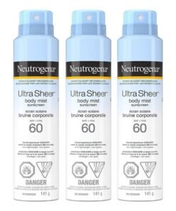 Neutrogena Ultra Sheer Body Mist Sunscreen SPF 60 Spray Pack Of 3 Light Blue 141grams