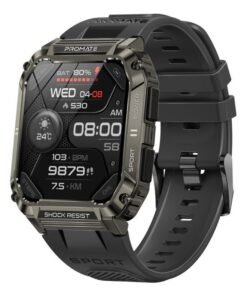 PROMATE 400 mAh Smart Watch, Rugged Bluetooth 5.1 Fitness Tracker With 1.95” Tft Display, 12 Day Battery Life, 100 Watch Faces, 100 Sports Modes And Ip67 Water Resistance For Iphone 14,15, Galaxy S22, Xwatch-S19 Black