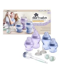 tommee tippee Closer To Nature Newborn Baby Bottle Starter Kit, Breast-Like Teats With Anti-Colic Valve, Mixed Sizes, Pink