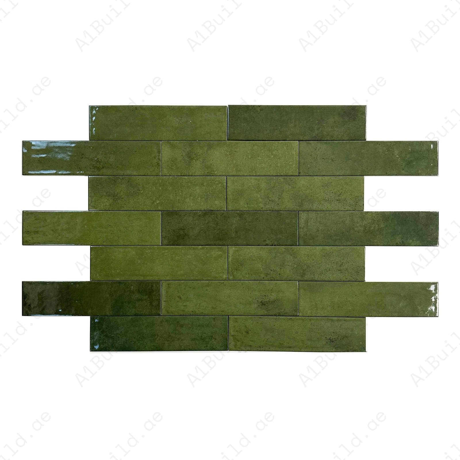 Olive Glossy Porcelain Artisanal Tile - Image 2