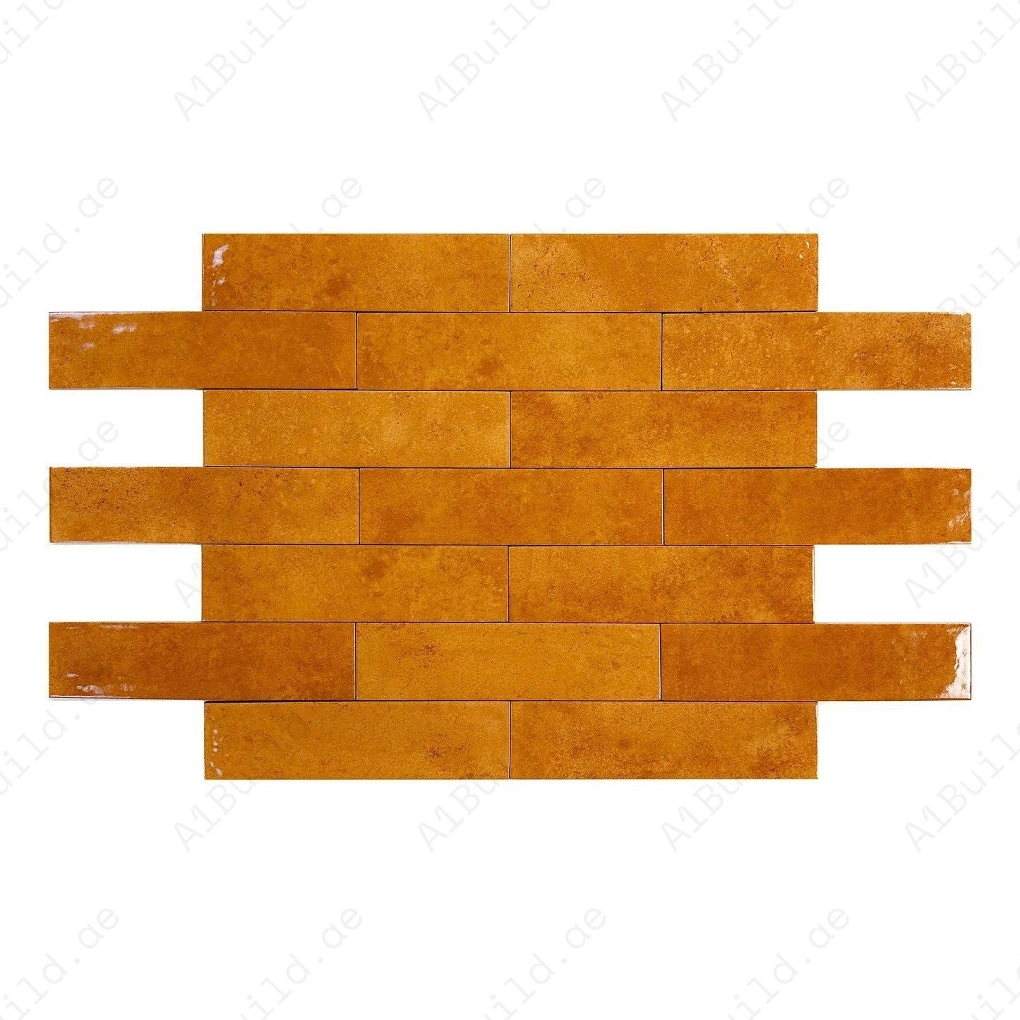 Orange Glossy Porcelain Artisanal Tile - Image 2